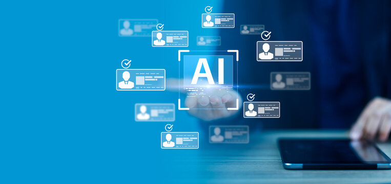 Executive hr leadership formulates employment hiring strategy utilizing ai recruitment screening solution during performance evaluation management boosting productivity efficiency