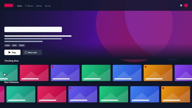 Modern Streaming Platform User Interface with Interactive Movie Selection Dashboard
