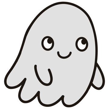 Cute Cartoon Ghost Vector Illustration