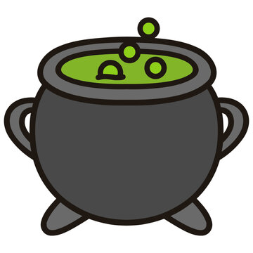 Pot of Magic Green Potion Vector Illustration