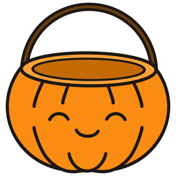 Cute Pumpkin Halloween Candy Bucket Illustration