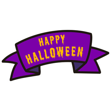 Purple Happy Halloween Ribbon Banner