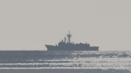 GUIDED MISSILE FRIGATE - A warship is sailing on the sea  © Wojciech Wrzesień