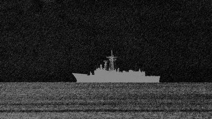 GUIDED MISSILE FRIGATE - A warship is sailing on the sea  © Wojciech Wrzesień