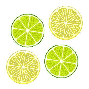 lime slices isolated on white background