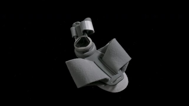 Adjustable ankle foot orthosis brace designed to support foot positioning, ankle stability, rehabilitation, alignment, mobility, and recovery. Isolated product view on a black background.