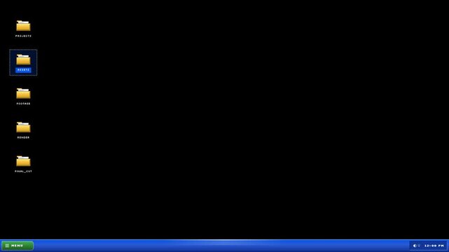 Digital File Management Interface | Animated Folder Icons on Black Background