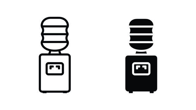 Office water cooler dispenser vector icon set