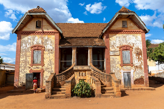 Colonial era building facade, Ambalavao, Madagascar