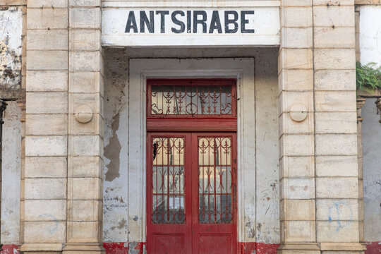 Old wrought iron door of the train station, Antsirabe, Madagascar