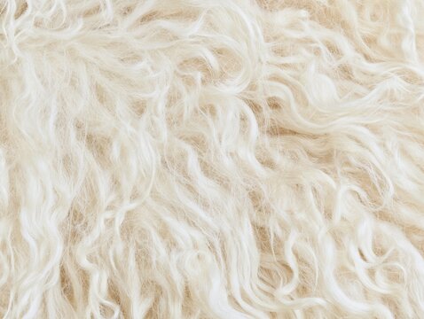 Close Up of White Curly Wool Texture