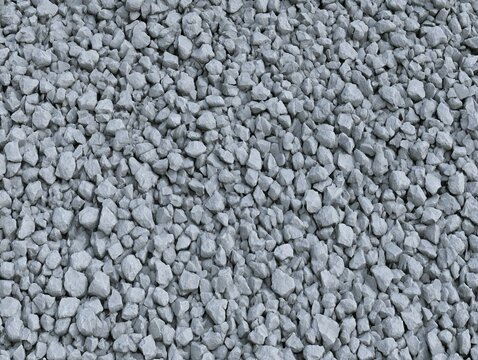 Pile of grey small construction gravel stones