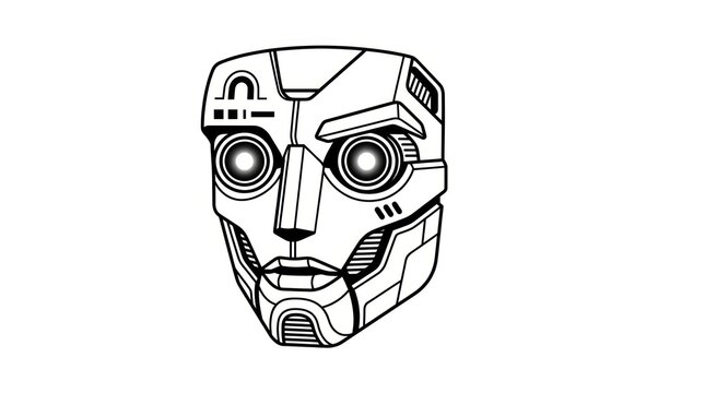 Futuristic robot face outline illustration