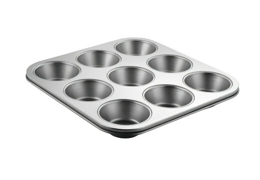 Muffin tin baking pan with transparent background