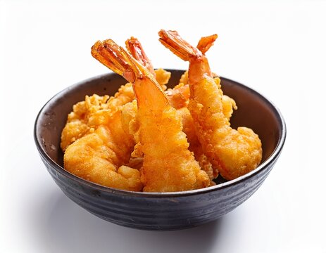 ebi fry japanese fried shrimp isolated on white background japanese ebi fry is shrimp that has been peeled coated in flour dipped in egg batter then breaded and fried in oil