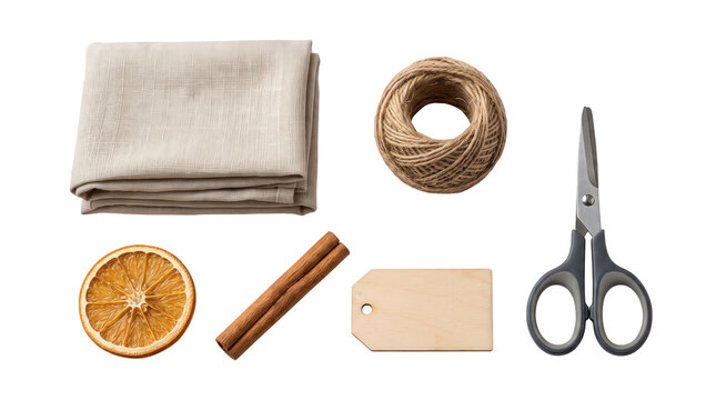 Reusable cloth gift wrapping kit with natural decorations