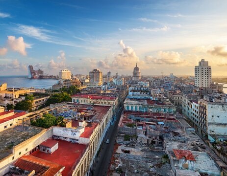 panoramic view of havana cuba amid the country s economic crisis marked by deteriorating urban infrastructure shortages and the impact of the long standing u s embargo