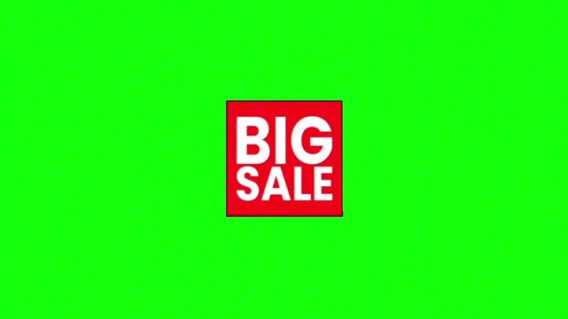 Bold and attention-grabbing graphic element featuring a prominent 'Big Sale' message on a vibrant green screen background, perfect for dynamic marketing promotions and discount announcements 4K