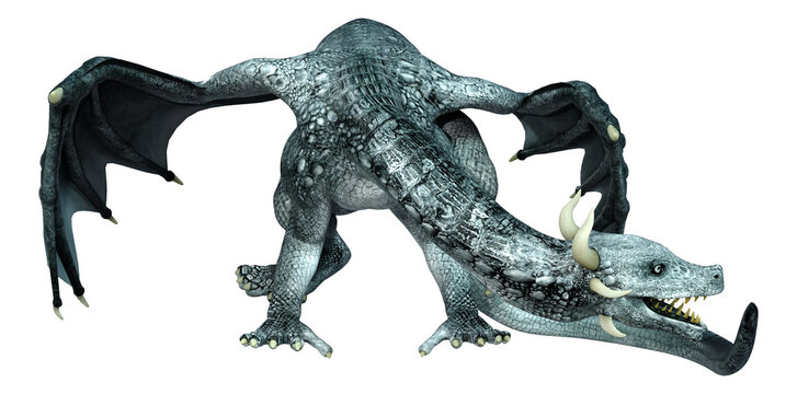 3D Rendering Fairy Tale Dragon on White