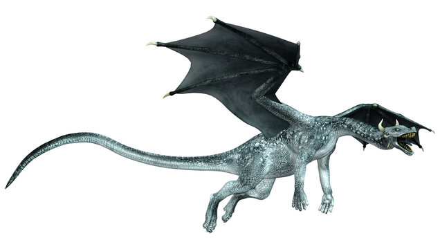 3D Rendering Fairy Tale Dragon on White