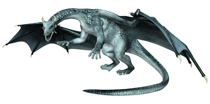 3D Rendering Fairy Tale Dragon on White