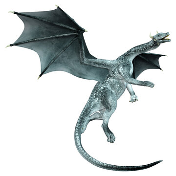 3D Rendering Fairy Tale Dragon on White