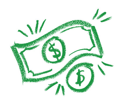 Money Coin Icon Crayon Chalk Drawing Doodle Vector