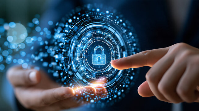 Close-up of a hand tapping a secure export button as encrypted files stream out of a digital vault icon, dark conceptual backdrop