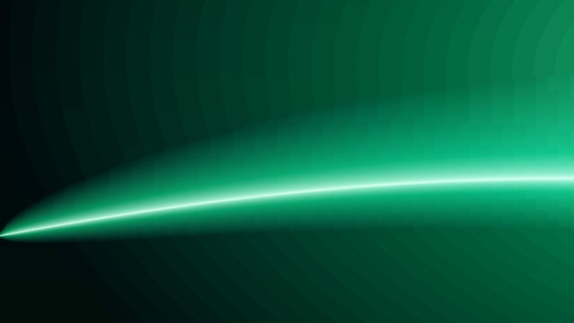 Abstract green aurora arc with emerald glowing light on black background, smooth gradient vector design
