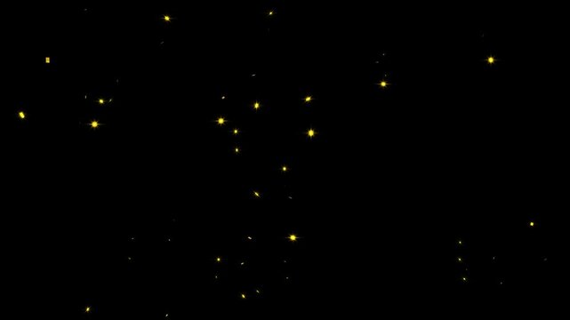 realistic golden confetti explosion, party popper burst 4k animation. festive new year celebration video overlay, Vibrant golden party streamers black background