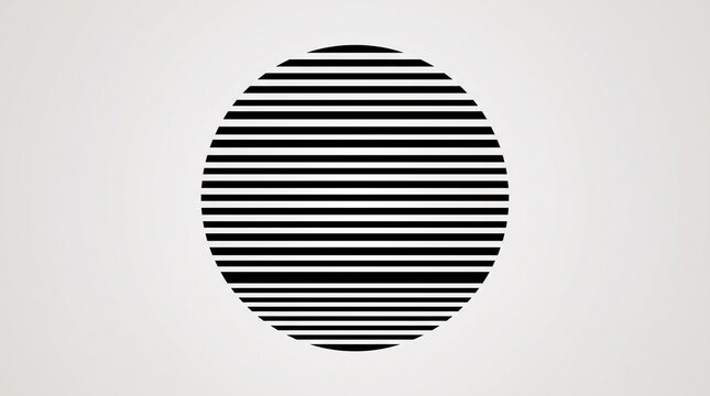 Minimalist graphic design with horizontal black stripes forming a circle shape, abstract pattern on a light background for modern visual communication