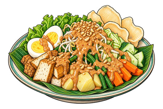 Indonesian Gado-Gado Salad With Peanut Dressing