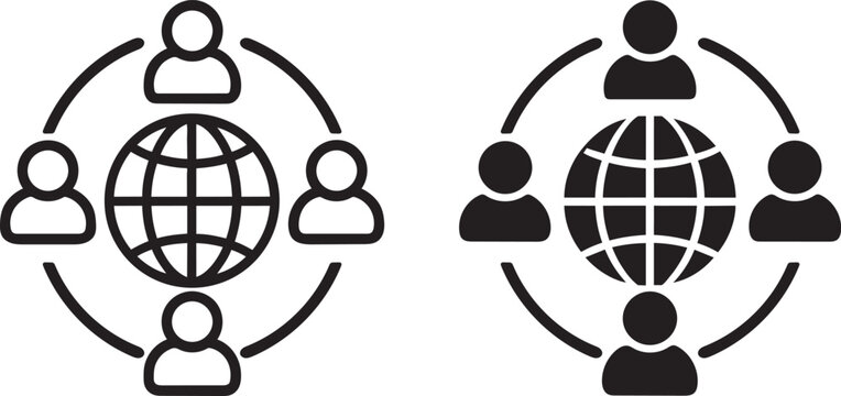 global network people around the world icons set vector illustration