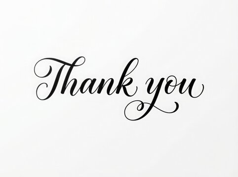 Elegant calligraphy lettering of the phrase thank you isolated on white background