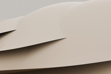 3D Abstract beige layers with curved surfaces and soft shadows in composition © MD. NADIM MAHMUD