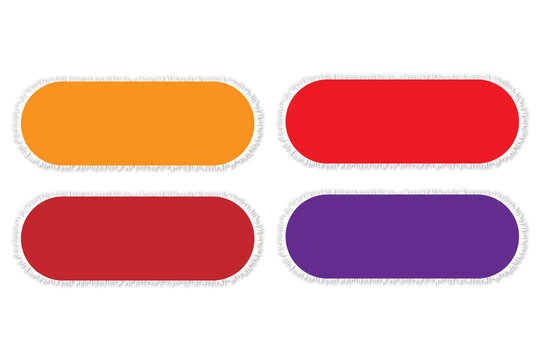 Four colorful rounded rectangular buttons with white borders isolated on a white background