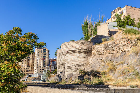 Erivan fortress and new houses in in Yerevan city