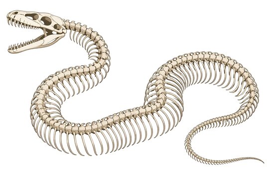 Python Snake Skeleton Anatomy Flat Vector Illustration