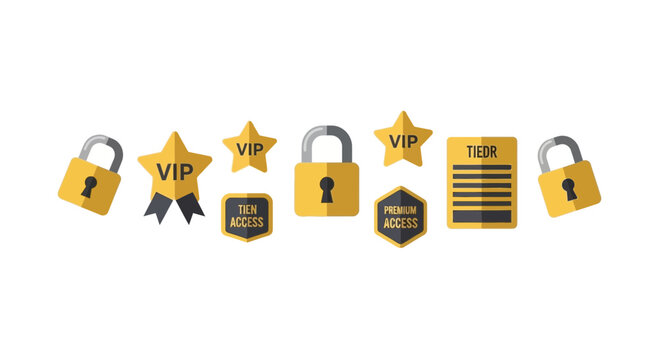 Premium VIP Access Icons and Padlocks for Subscription and Membership Tiers