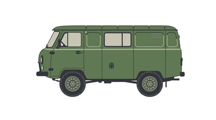 Obraz premium Classic Green Van Illustration on White Background