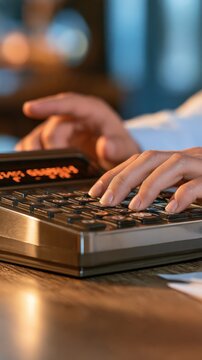 Hands press keys on a sleek keyboard