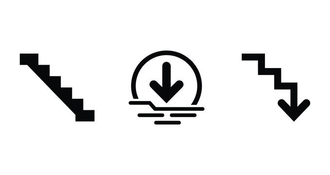 downward trends and file download symbol on transparent background