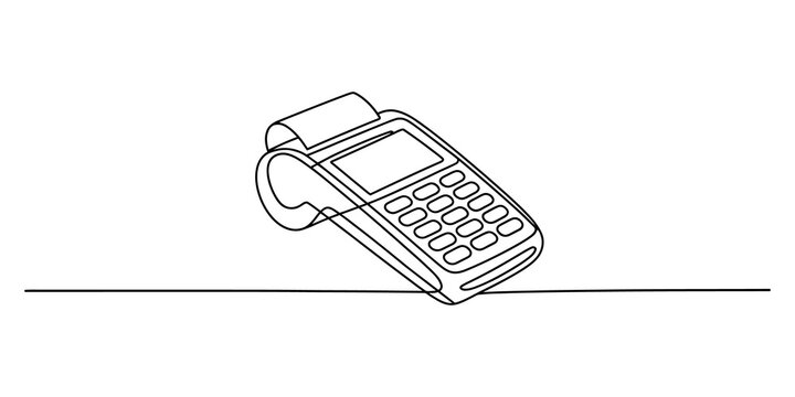 Continuous single line drawing of a payment terminal machine