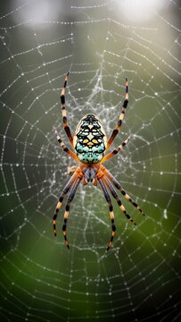 ara&ntilde;a, ar&aacute;cnido, insecto, animal, fauna, vida silvestre, naturaleza, telara&ntilde;a, ara&ntilde;a tejedora, red de ara&ntilde;a, seda, patas largas, ocho patas, abdomen, patr&oacute;n corporal, colores, naranja, negro, verde, a