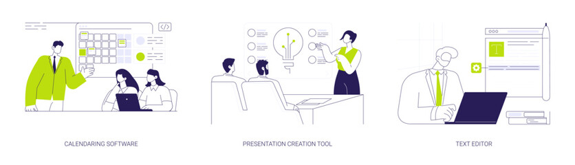 Obraz premium Working with software abstract concept vector illustrations.