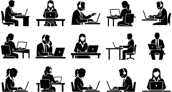 Business people working on laptops in a corporate office setting with business meeting business activity office environment business employees computer corporate