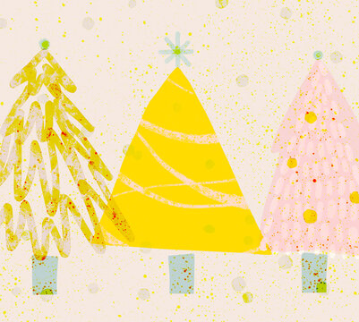 Christmas trees with soft snowfall