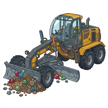 Motor grader isolated on white