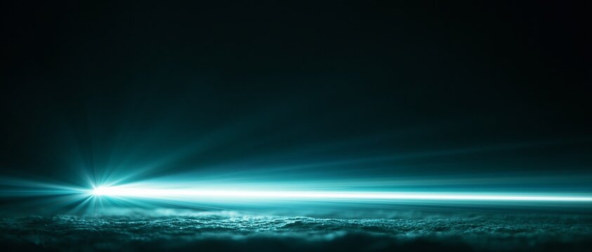 Blue laser beam light in dark environment