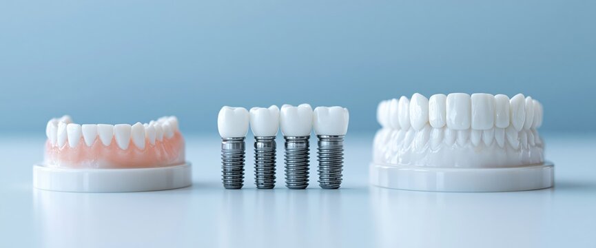 Dental implants and prosthetic teeth models